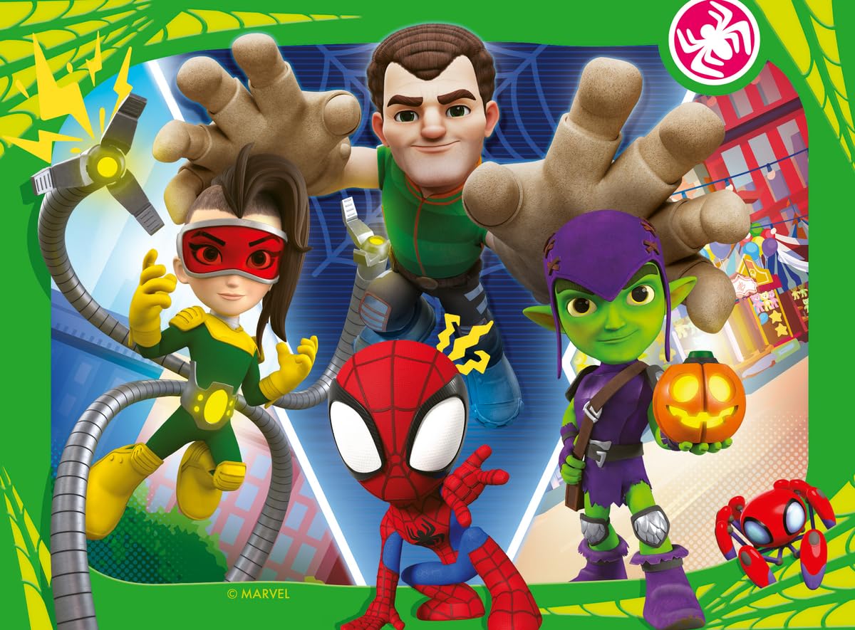 Ravensburger - Puzzle Marvel Spidey Amazing Friends, Collezione 4 in a Box, Idea Regalo per Bambini 3+ Anni, Gioco Educativo e Stimolante, 4 Puzzle 12-16-20-24 Pezzi, 19x14 cm