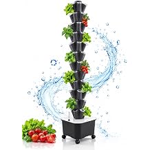 Hydroponic Tower 60 Pods 12 Tiers Hydroponics Growing System Vertical Garden System with 25L Water Tank and Pump for Indoor Outdoor Home, Balcony & Patio