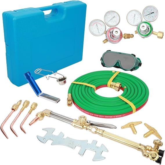 Oxy Acetylene Torch kit Upgraded Oxygen and Acetylene Gas Torch and Welding Kit Portable Cutting Torch Kit (Blue)