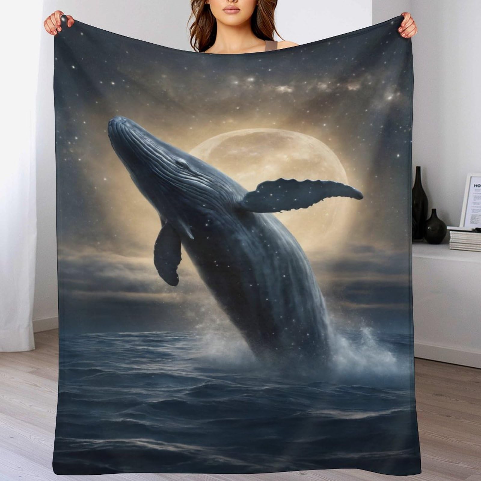 Couverture baleines en flannel peluche moelleuse de qualité