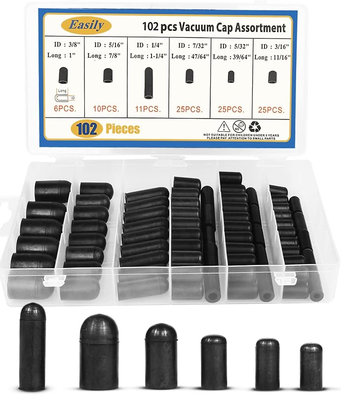 Kit de Tampas de Vácuo de Borracha Easily para Carburador e Coletor – 102 unidades