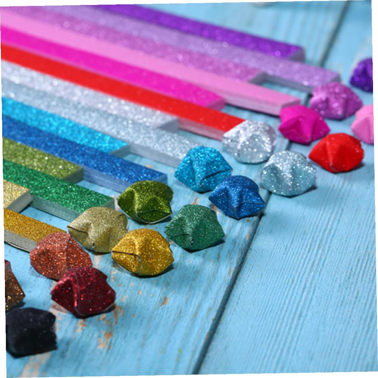 jojofuny 60 Confezioni Carta per Origami Stelle Glitterate Coloratper Fai da Te Creativo Carta Resistente per Progetti Artigianali Scuola