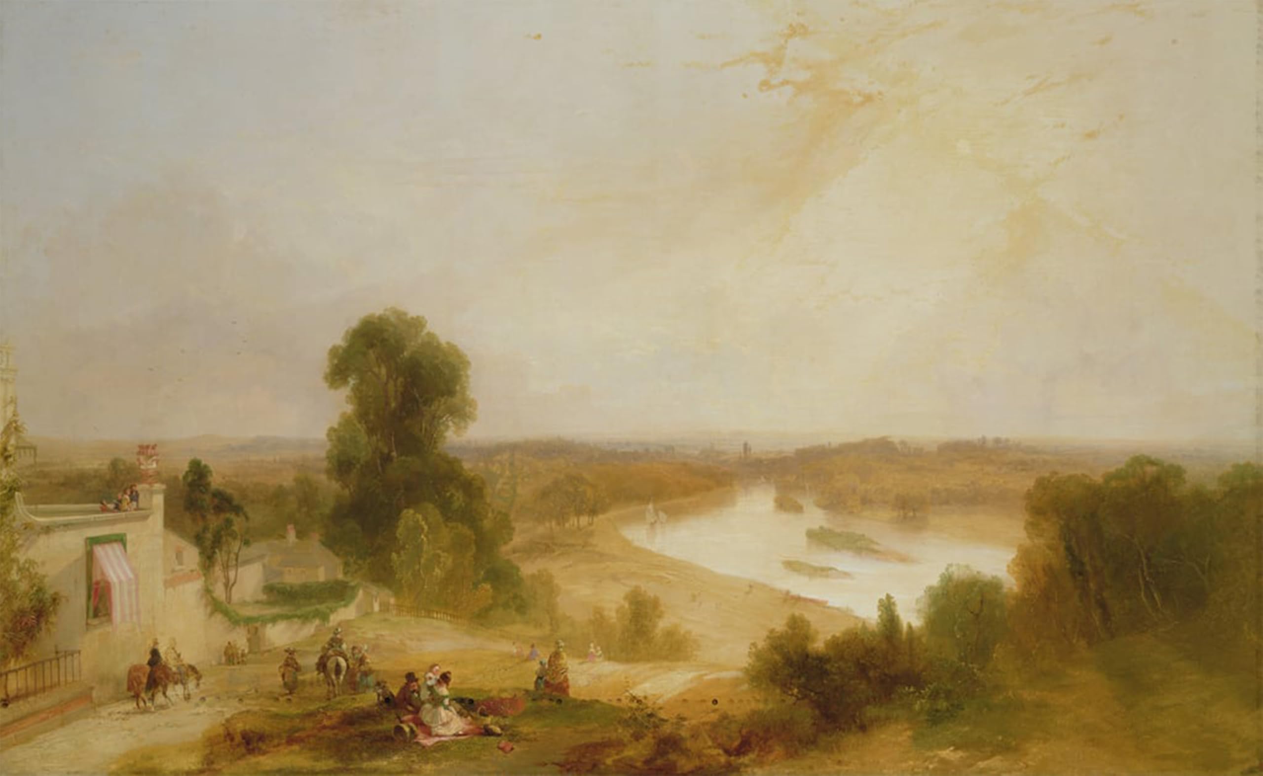 Posteriik No Frame Vintage Classic Picture Landscape Artwork View Of The River Thames From Richmond Hill By Baker Pyne Portrait Canvas Painting For Office Home Decor 60X90cm