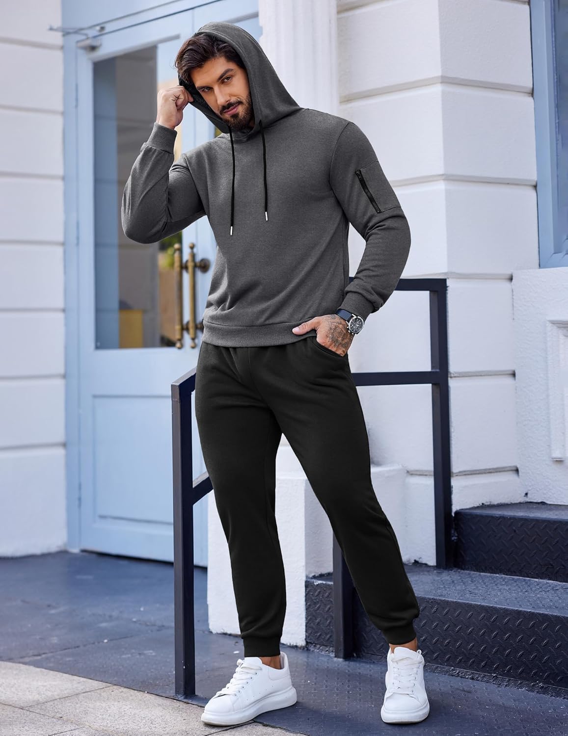 COOFANDY Men's Tracksuit 2 Piece Hooded Athletic Sweatsuits Casual Running Jogging Sport Suit Sets - Image 4