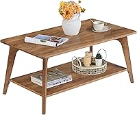 VASAGLE MAEZO 2-Tier Coffee Table with Storage Shelf, Honey Brown Modern Living Room Center Table, 39.4"W Easy Assembly ULCT249K01