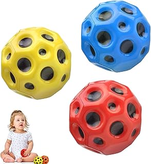 كرة قفز استرو عبوة من 3 كرات على شكل كوكب إسفنجية مسامية ذات فتحة مرتدة للاطفال عالية للكرات الفضائية لعبة هدية حفلات رغوة أصفر