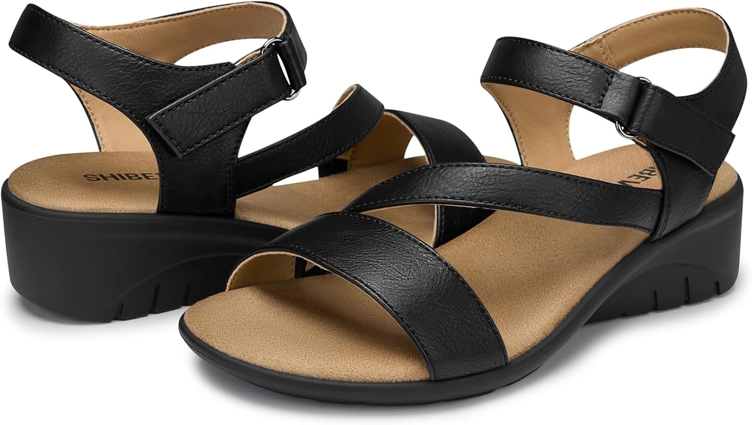 SHIBEVER Dressy Wedge Sandals for Women: Summer Casual Platform Strappy Arch Support Comfortable Walking Womens Wedges Sandal Outdoor Shoes