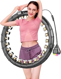 HiroShi Hula Hoop for Adults to Build a Sexy Waist, 24 Removable Hula Hoop for Most People, Smart Hul Hoop for Fitness and Weight Loss with Dazzle LED Ball and Counter (60-115 cm)