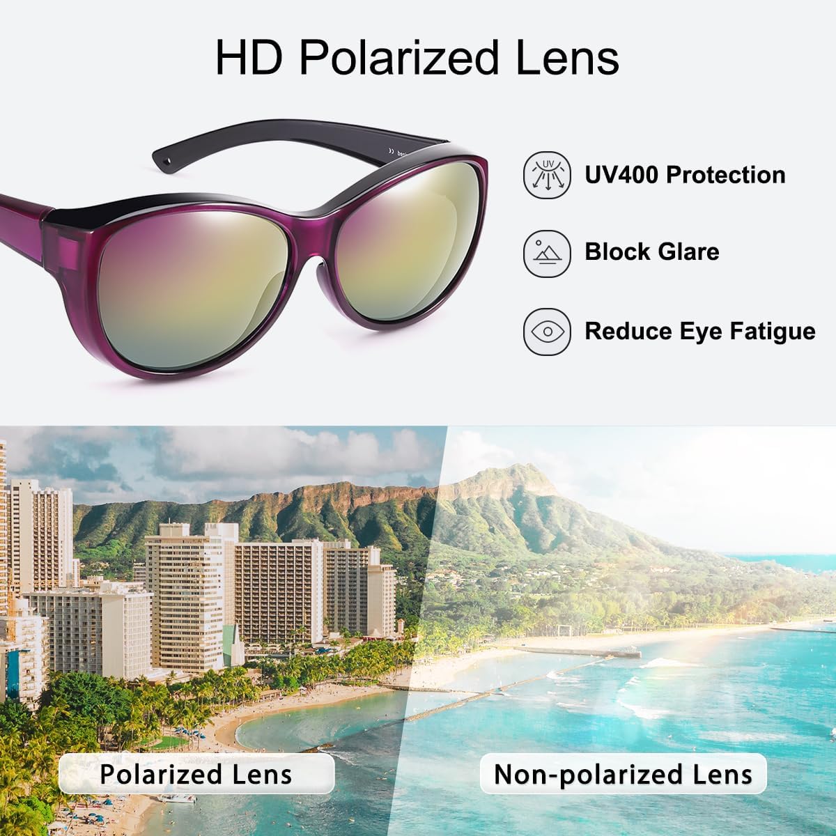 Br'Guras Polarized Oversized Fit over Sunglasses Wear over Glasses for Women Men Driving Riding image 3