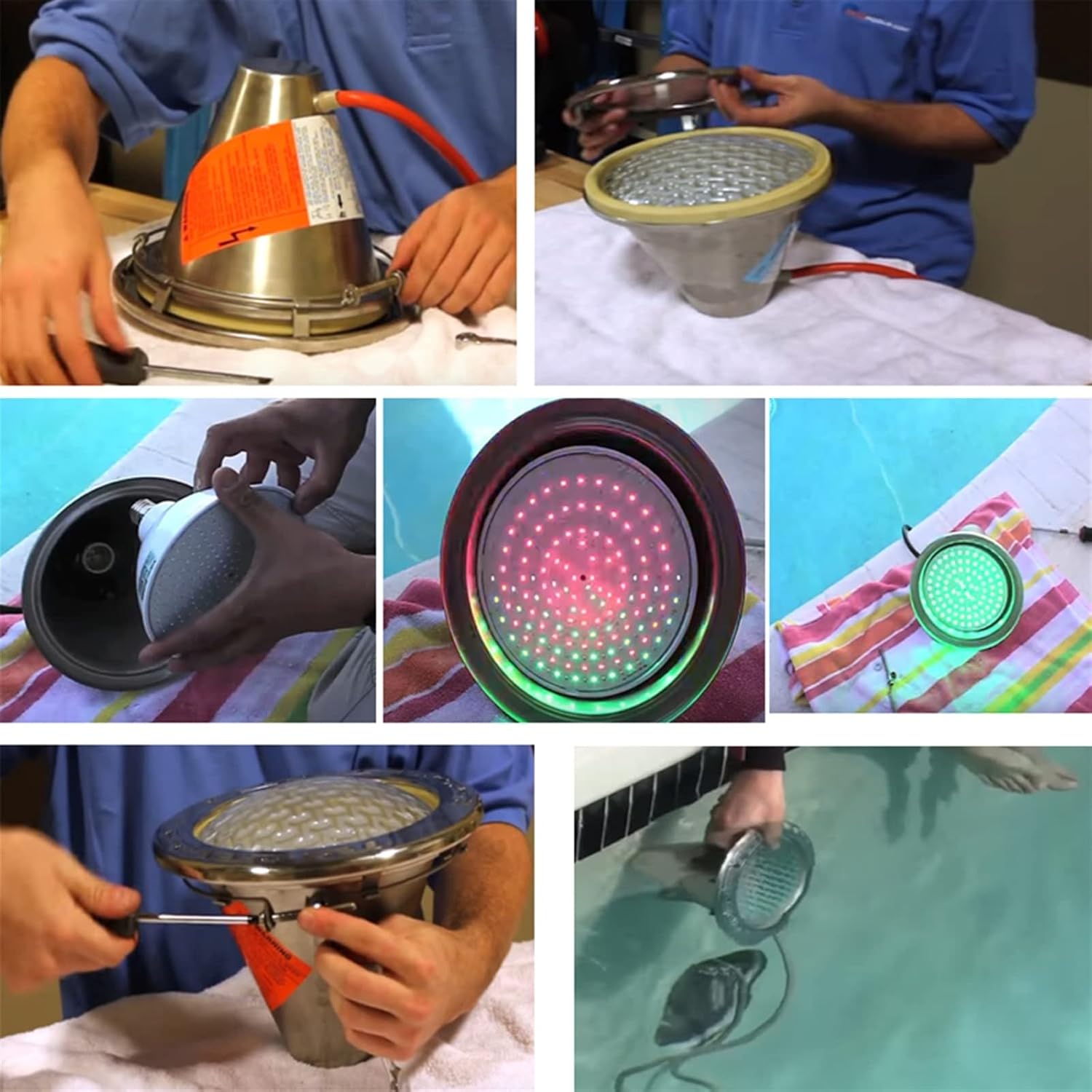 RGB Pool Spotlight AC110V Underwater Light 25W 35W 40W E26 Lamp E27 12V AC120V Warm White Cold White(Pure White,AC12V 40W E27)
