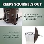 Perky-Pet Squirrel-Be-Gone Max Oiseaux avec (4) Stations d'alimentation Flexport - Proof d'écureuil de métal pour l'extérieur, Perches de stylisme activé par le poids, 4lb Capacité de semences, 334-1SR