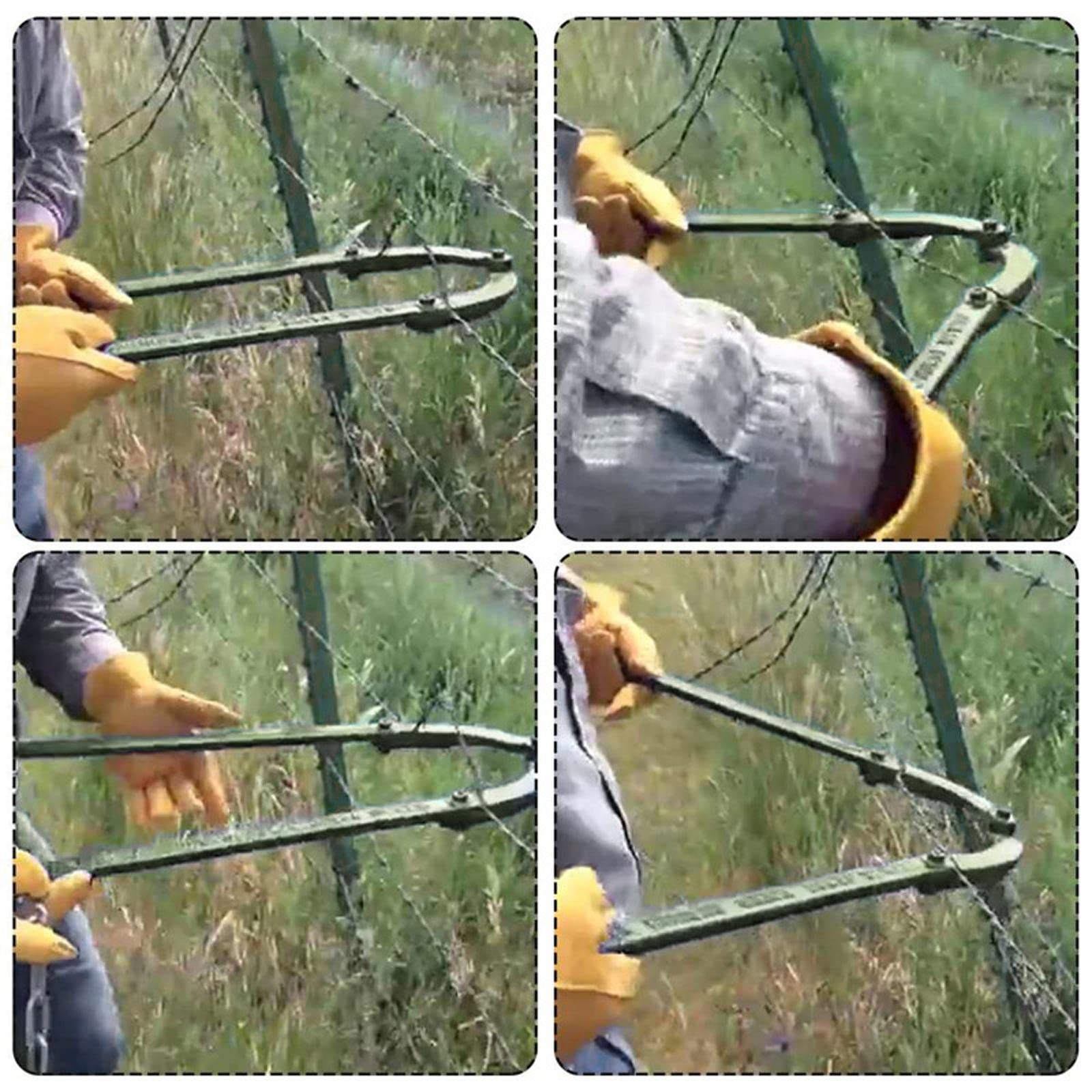 Elshy Yellow Texas Fence Fixer,Fence Repair Tool, Iron Garden Fence Fixer Repair Tool Professional Strong Corrosion Resistance Anti Rust Barbed Wire Stretcher Tool, For Garden Fence-||One Size