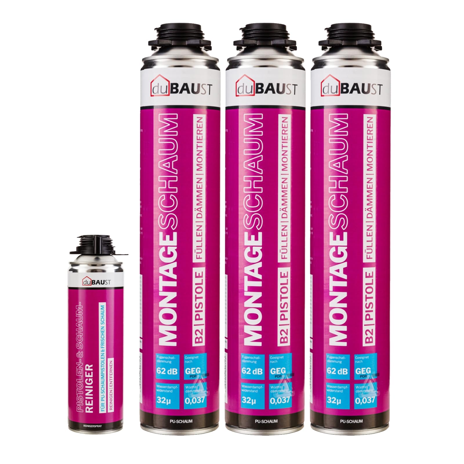 MSP24 - Espuma de montaje para pistola, 750 ml, de poliuretano, aislamiento acústico, aislamiento térmico, B2 (con limpiador PRS24, 500 ml, 3 x 750 ml)