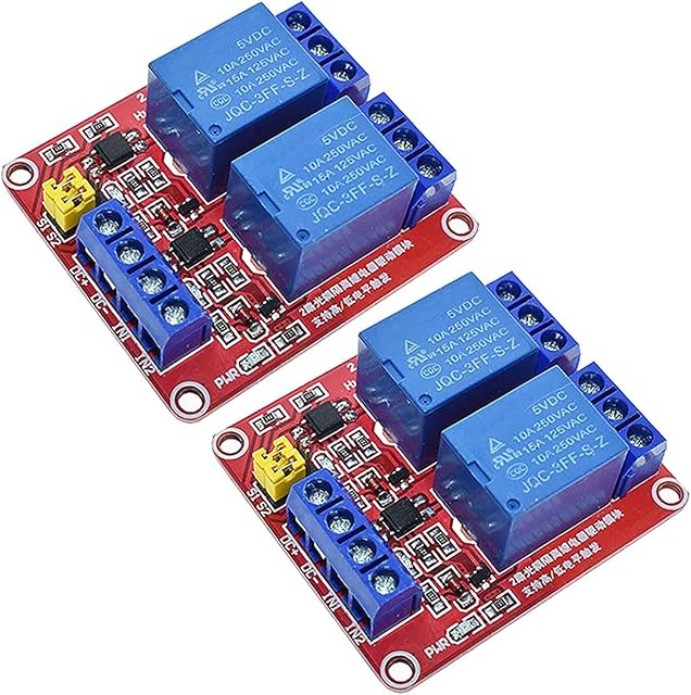 PENGLIN 2PCS 2 Channel 5V Relay Module with Optocoupler High or Low Level Trigger Expansion Board for Raspberry Pi Arduino