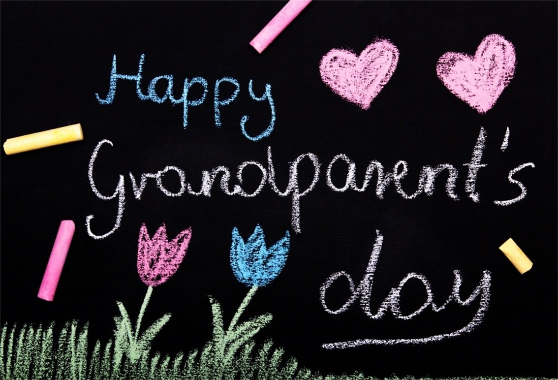 CSFOTO 8x6ft Happy Grandparents Day Backdrop School Event Retirement Love Grandparents Party Background for Photography Grandpa Grandma Holiday Photo
