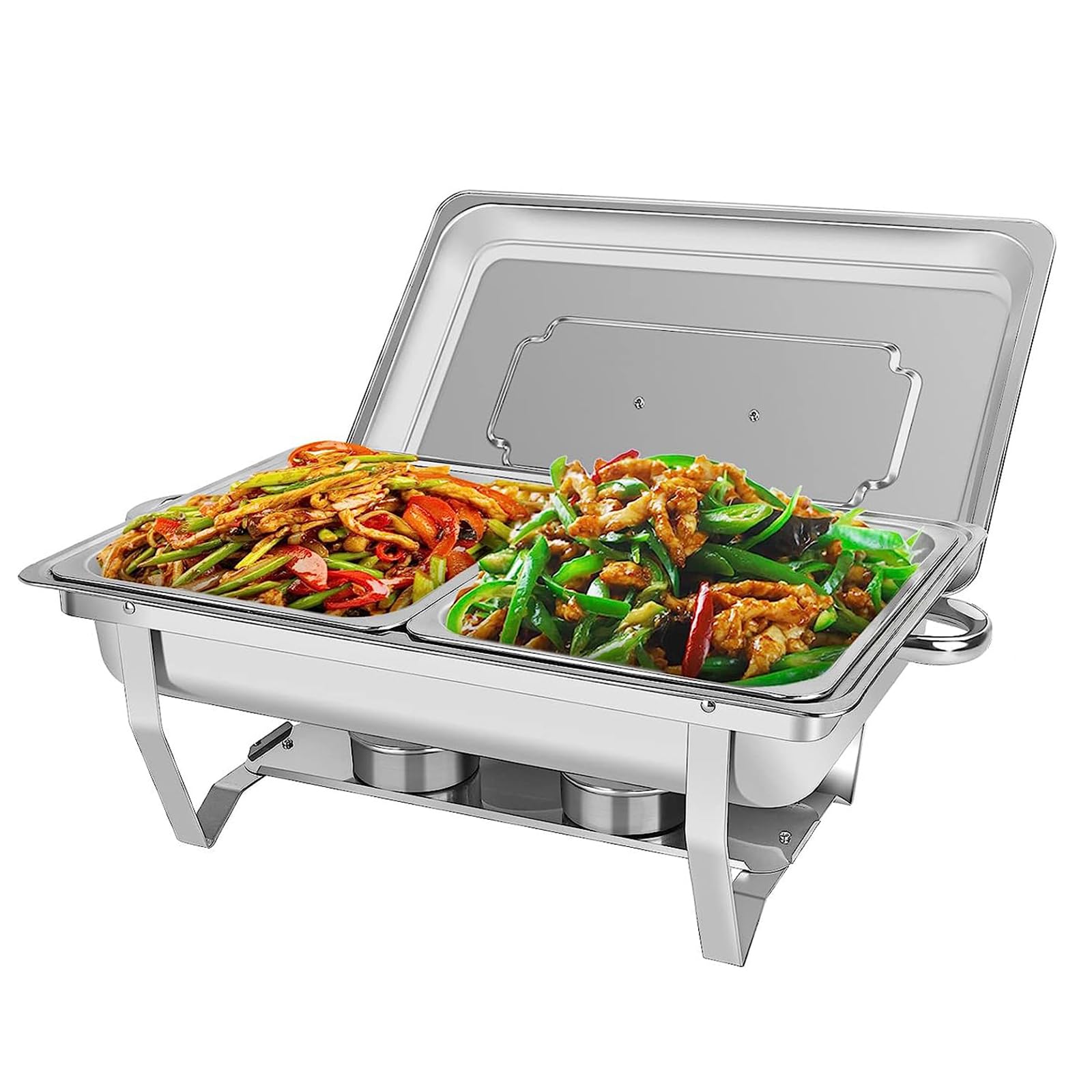 Pojemnik utrzymujący ciepło ze stali nierdzewnej, 7,5 l, z pokrywką i składanymi nogami, pojemnik na jedzenie do cateringu, bufetu i na imprezę