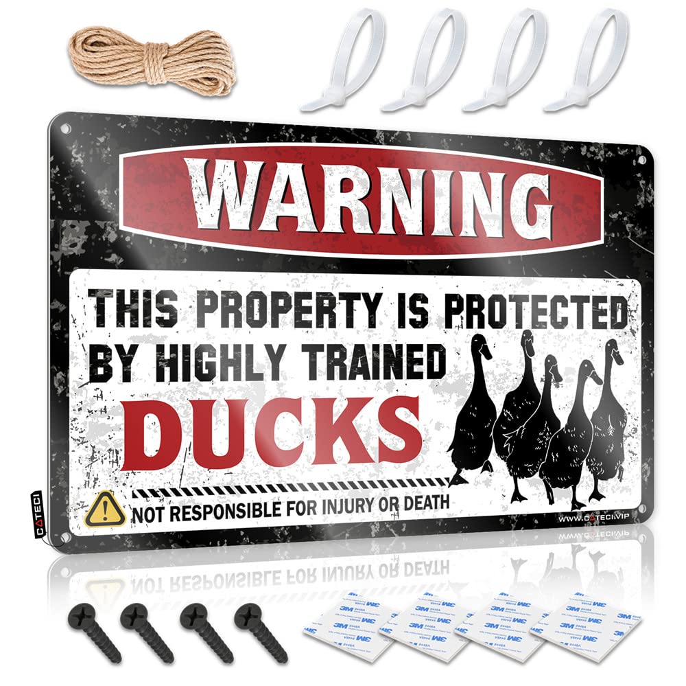 Mancave Signs And Decor Warning This Property Is Protected By A Highly Trained Duck Sign Bar Posters Bar Funny Signs(30X40CM)