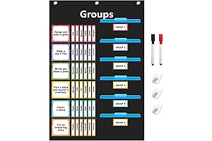 Small Group Management Pocket Chart with 96 Cards for Teaching Classroom Jobs