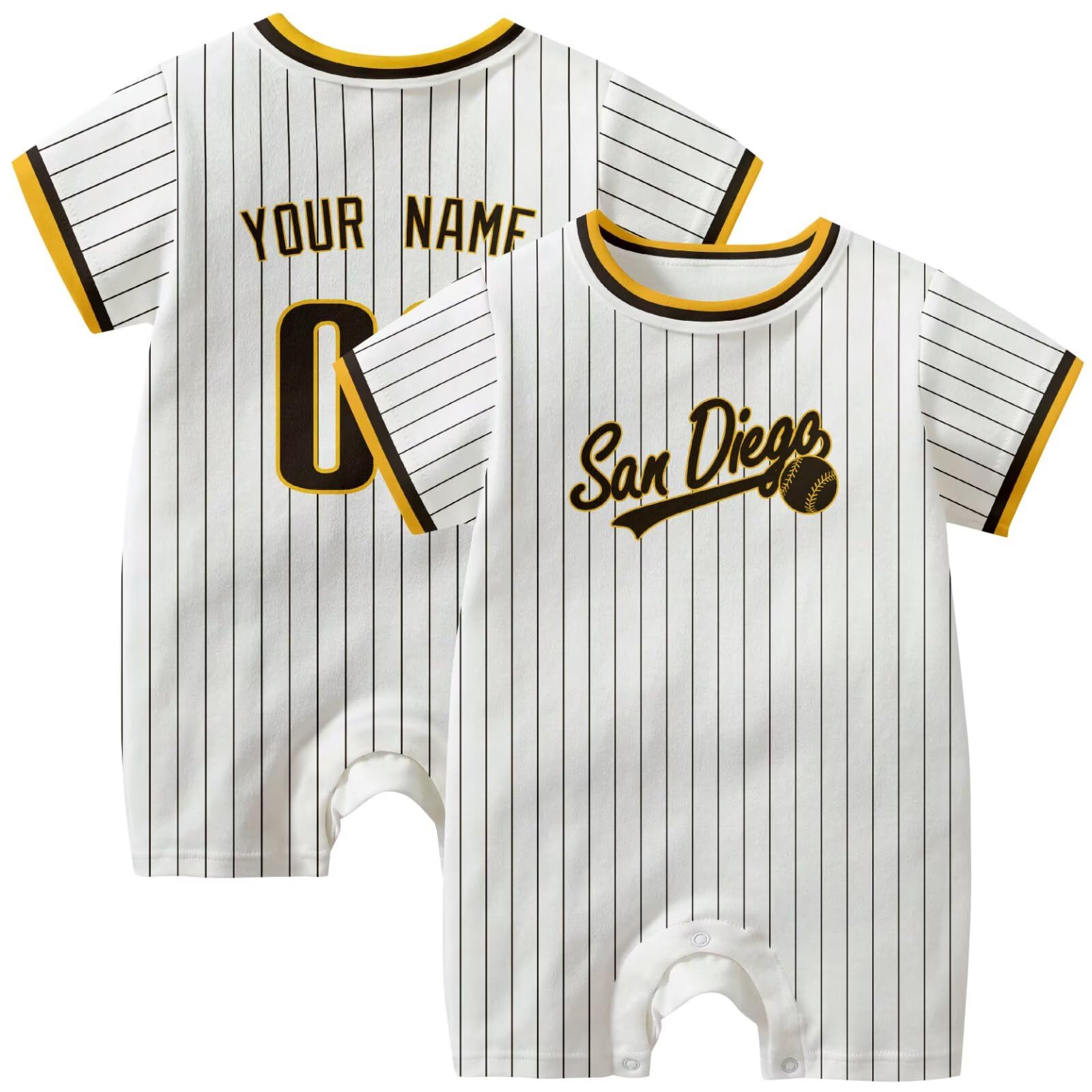 KREDE Baby Clothes Unisex White Bodysuit Rompers Custom Name Number for Baby Boys