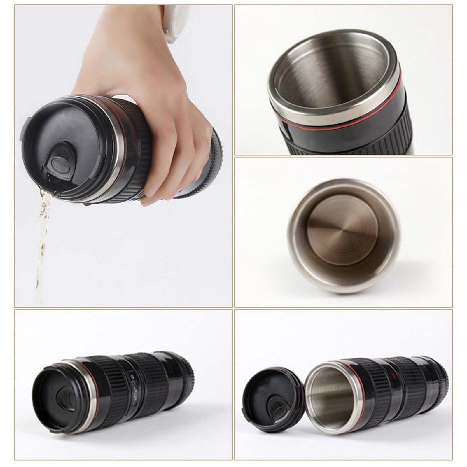 Amazon.com: Camera Lens Coffee Mug, Stainless Steel Travel Cup with Sealed  Lid for Hot or Cold Drinks,and Unique Photography Enthusiasts (Black) :  Home & Kitchen