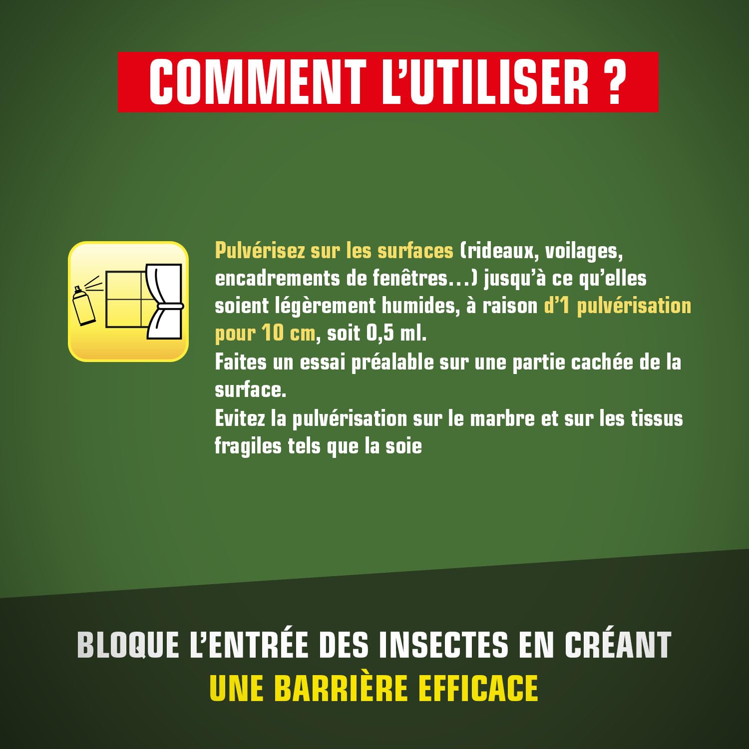 K.PRO Vert Pulvérisateur Barrière tous Insectes Volants et Rampants - Curatif et Préventif - S'Applique Sur Textiles et Surfaces Lavables* - Technique Professionnelle - 1L - Protection 1 mois