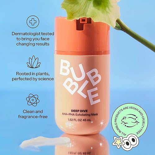 Miniatura 4 de Skincare Bubble Deep Dive AHA + PHA Mascarilla exfoliante, todo tipo de piel, máscara de lavado, 1.52 fl oz  1.5 fl oz