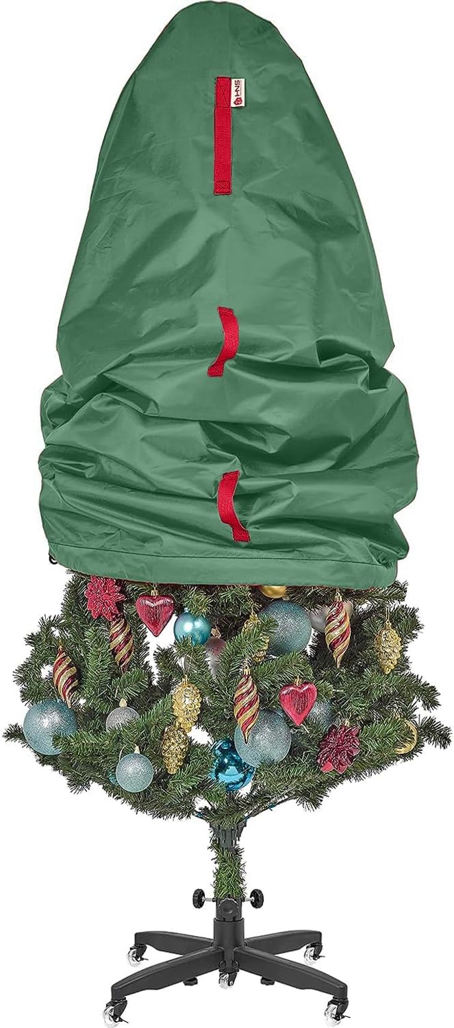Upright Christmas Tree Storage Bag - Holiday Tree Cover for 7 ft Christmas Trees or Topiary Trees - Durable, Lightweight, Convenient, Vertical Xmas Storage Bag (Green) 7 ft Green
