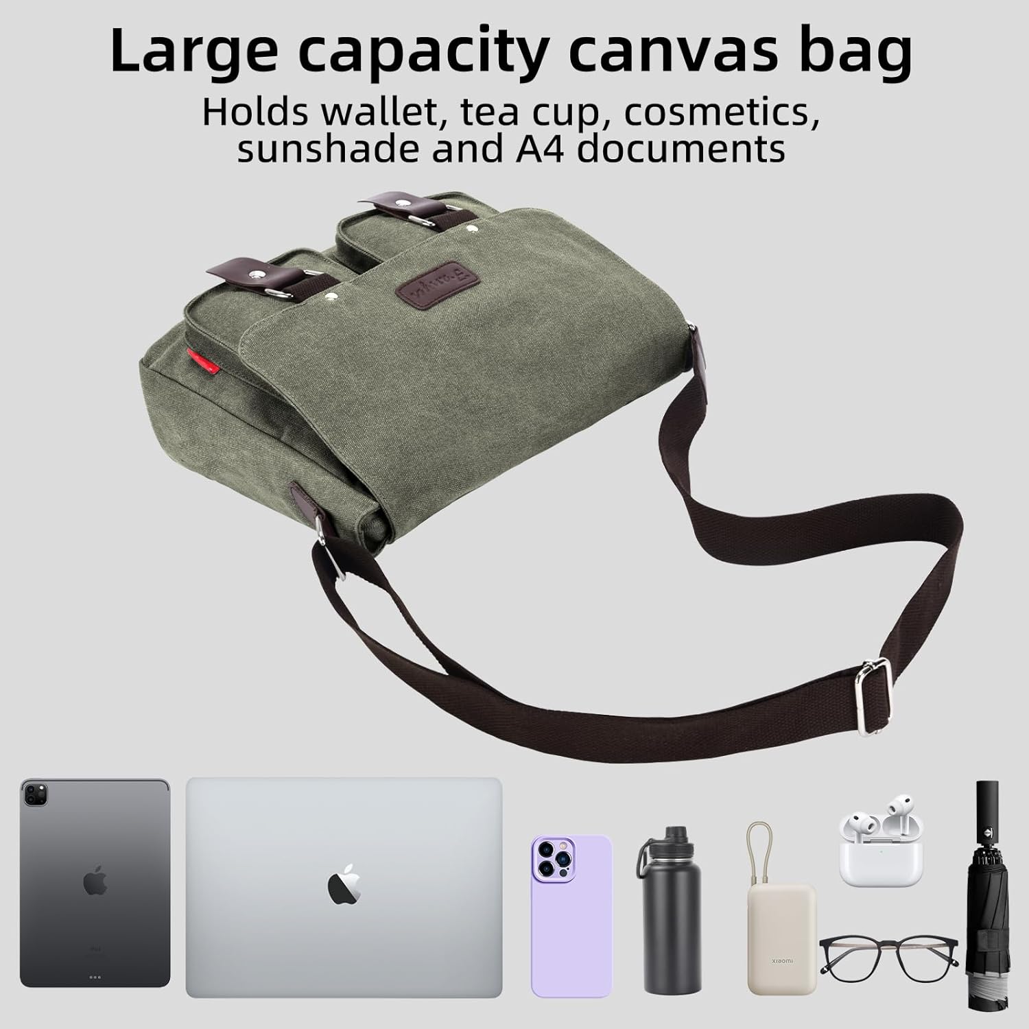Messenger Bag for men Laptop Bag UnisexRetro Canvas Bag14-15.6 inches Casual single shoulder bag For Work College Travel