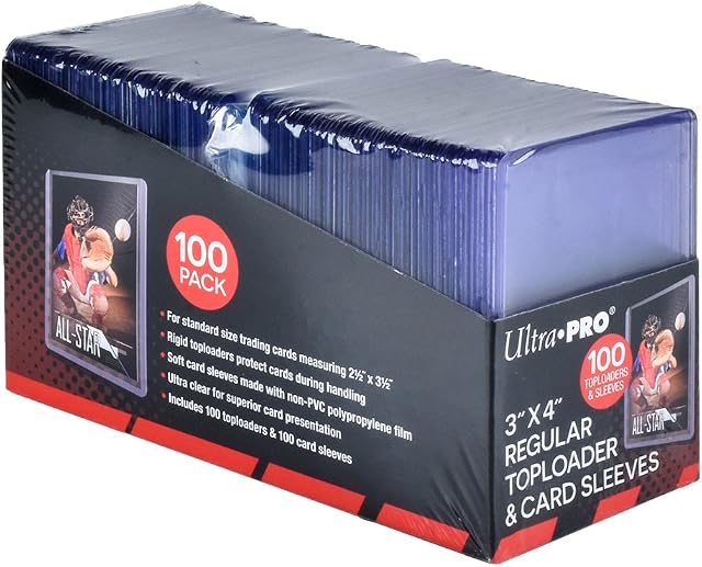 Ultra PRO 3" x 4" Clear Regular Top Loaders for Cards with Card Sleeves Bundle Standard Size 100ct Baseball Card Sleeves Trading Card Sleeve Baseball Card Protectors Toploader Card Protectors