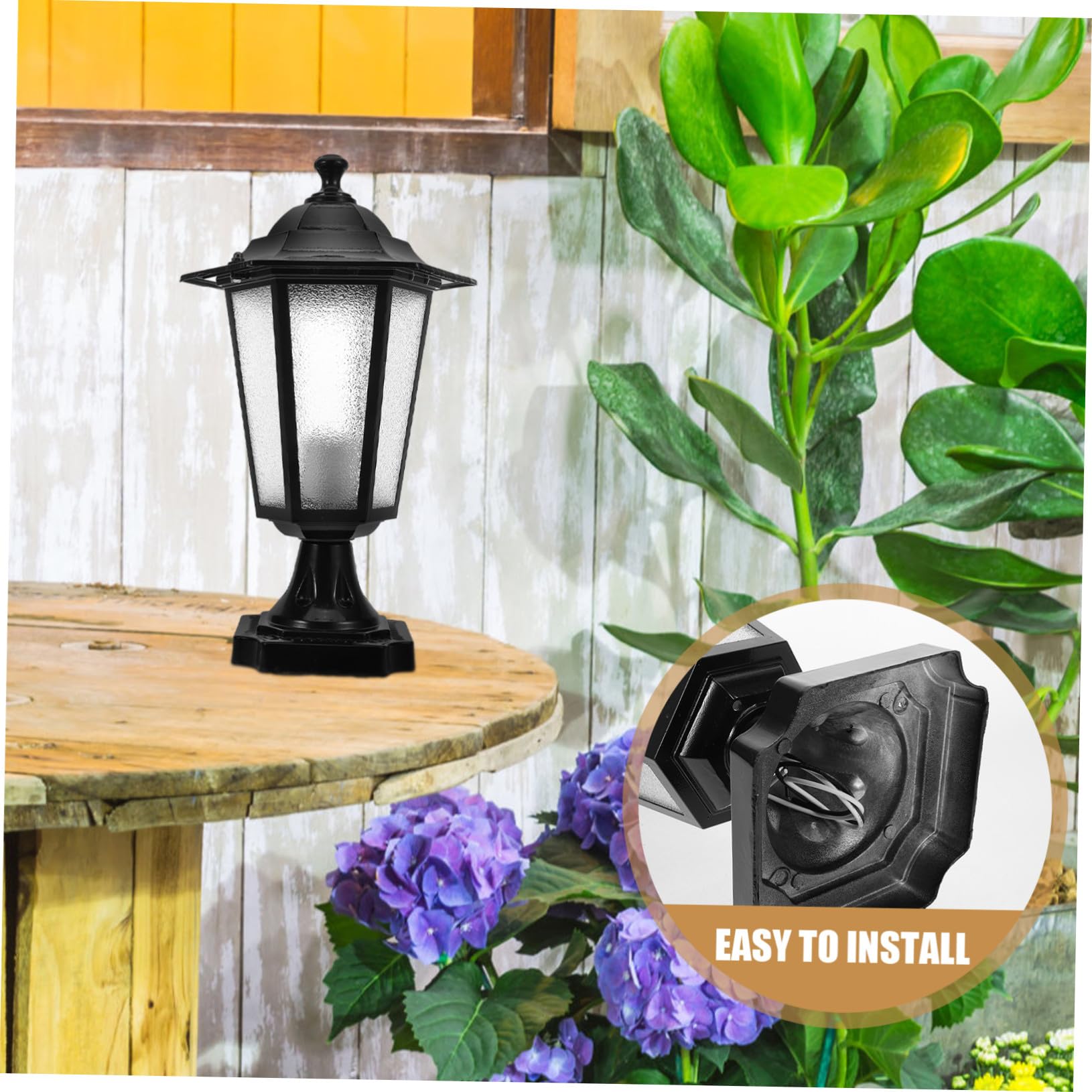 Lampe de Extérieur Étanche Noir Petit Modèle Luminaire Décoratif pour Jardin Lampe de Colonne Résistante Aux Intempéries Éclairage Entrée de Villa de Style Européen Installation