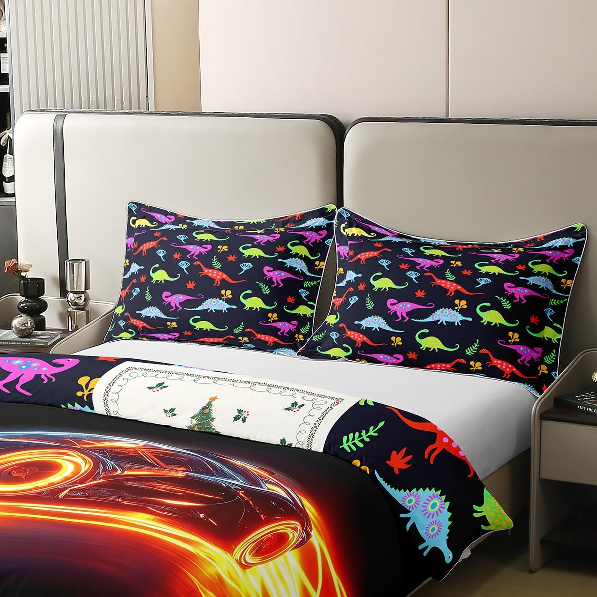 Homewish 100% bawełna poszewka na kołdrę dla malucha samochodu wyścigowego pojedyncza dla chłopca, wyścigów wyścigowych Carro, poszewka na kołdrę dla chłopców, dziewcząt, dzieci, futurystyczny zestaw
