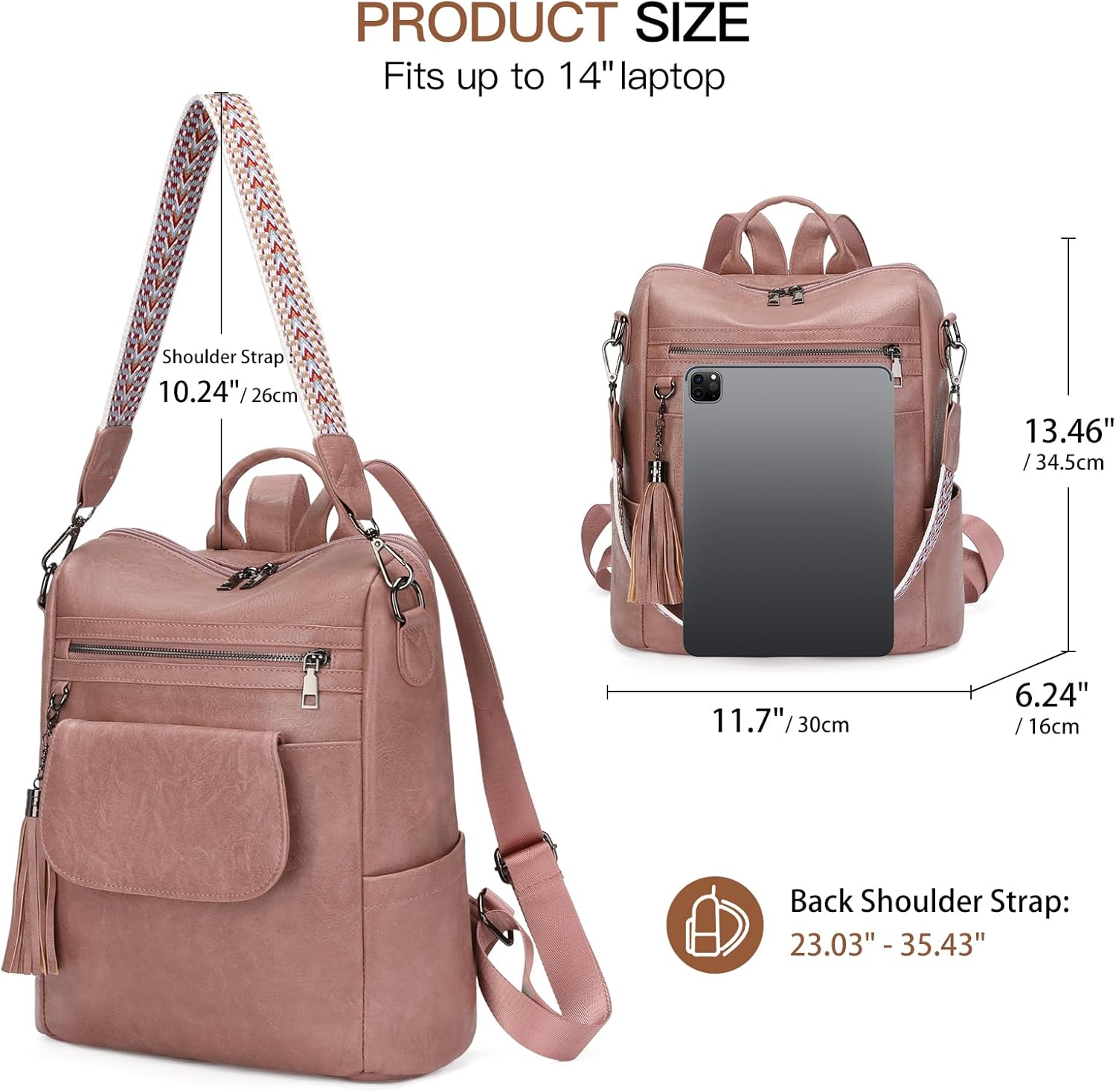 GAEKEAO Backpack Purse for Women Fashion Ladies PU Leather Convertible Shoulder Bags PU Leather Handbag Casual Travel Daily - Image 4