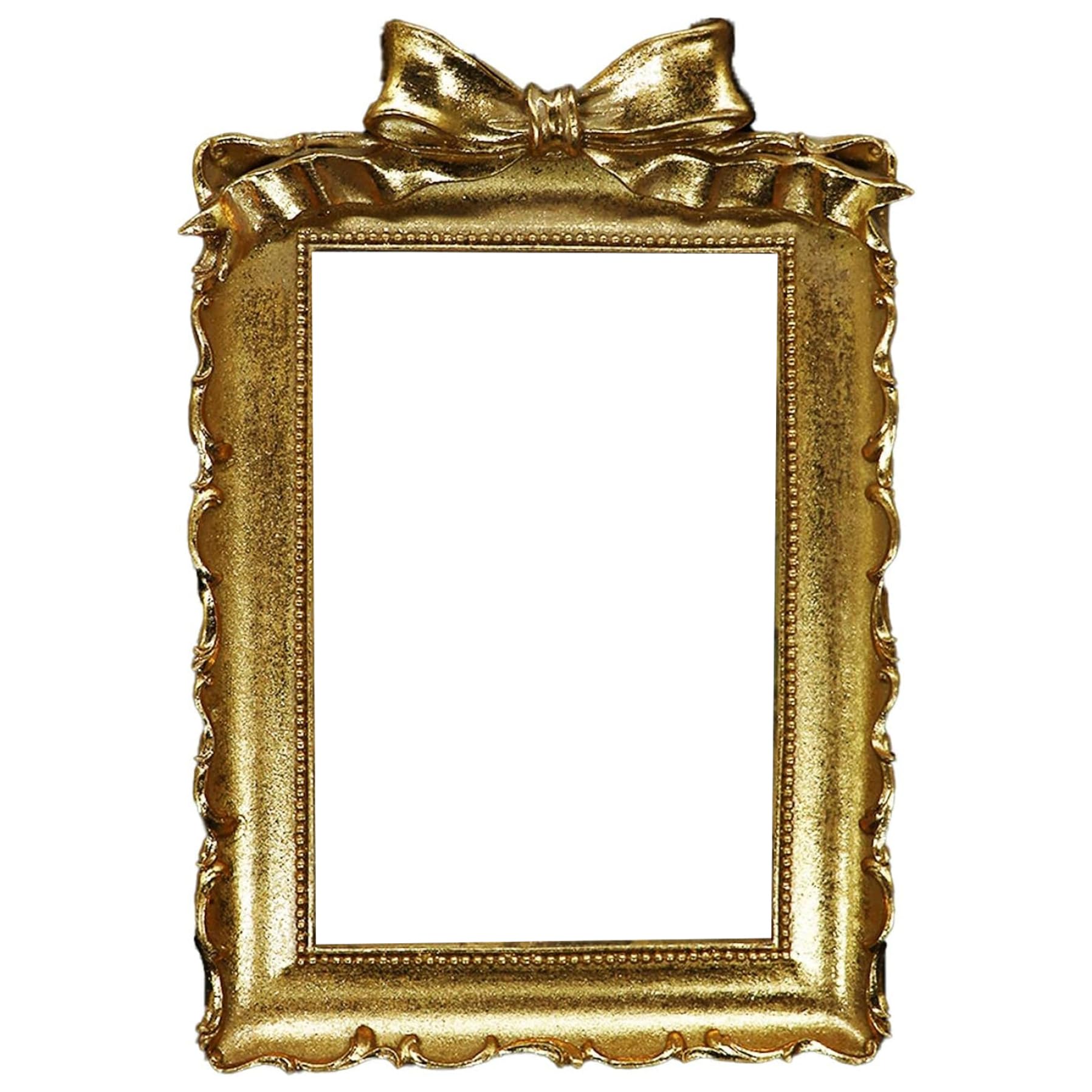 Licsaliwe Gold Picture Frame - 4x6 Vintage Gold Bow Picture Frame with Glass, Elegant for Tabletop & Wall Home Office Decoration