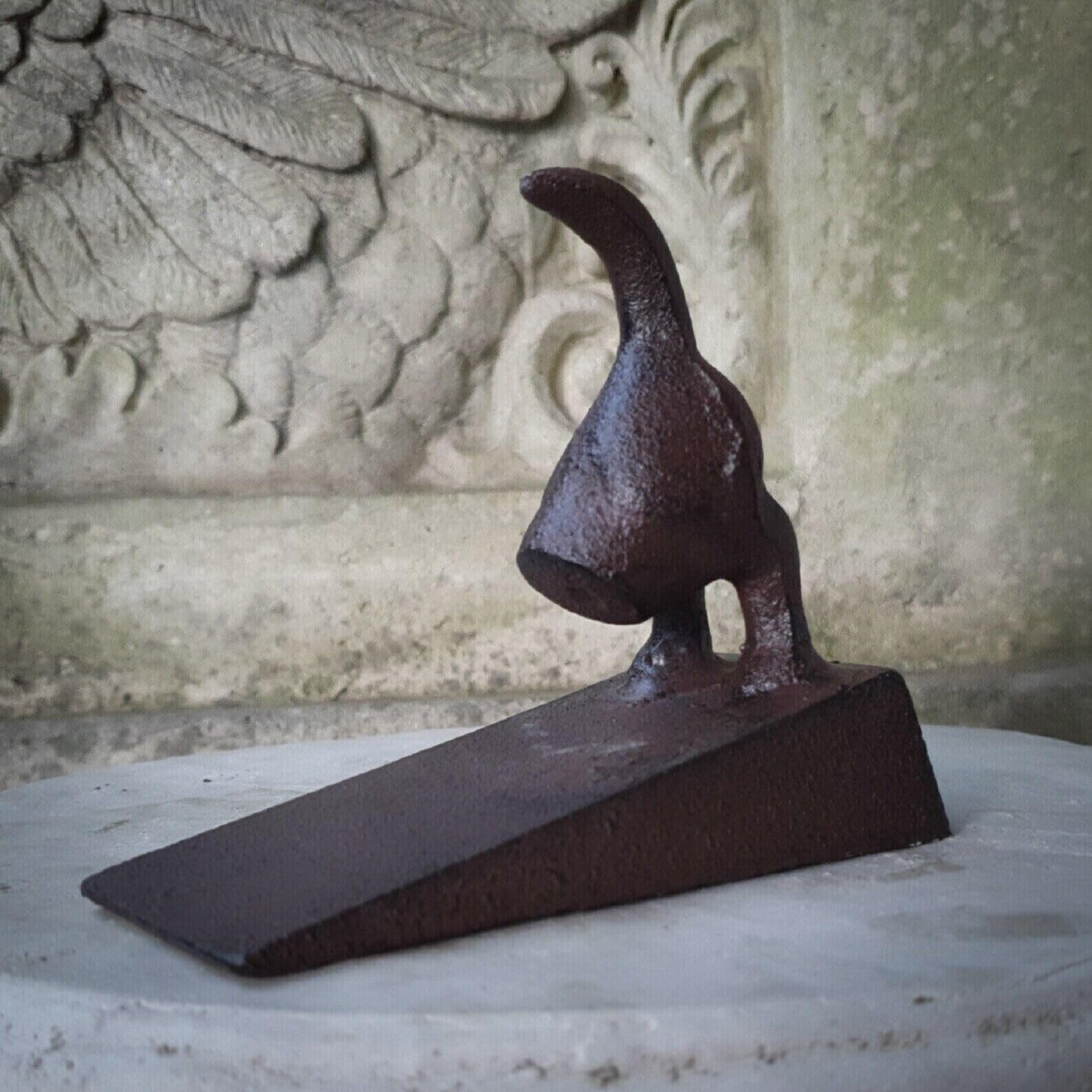 Fyne-Finds Brown Cast Iron Dog Tail Door Wedge Rustic Doorstop Heavy Stopper Stay Hold Open Vintage Stop