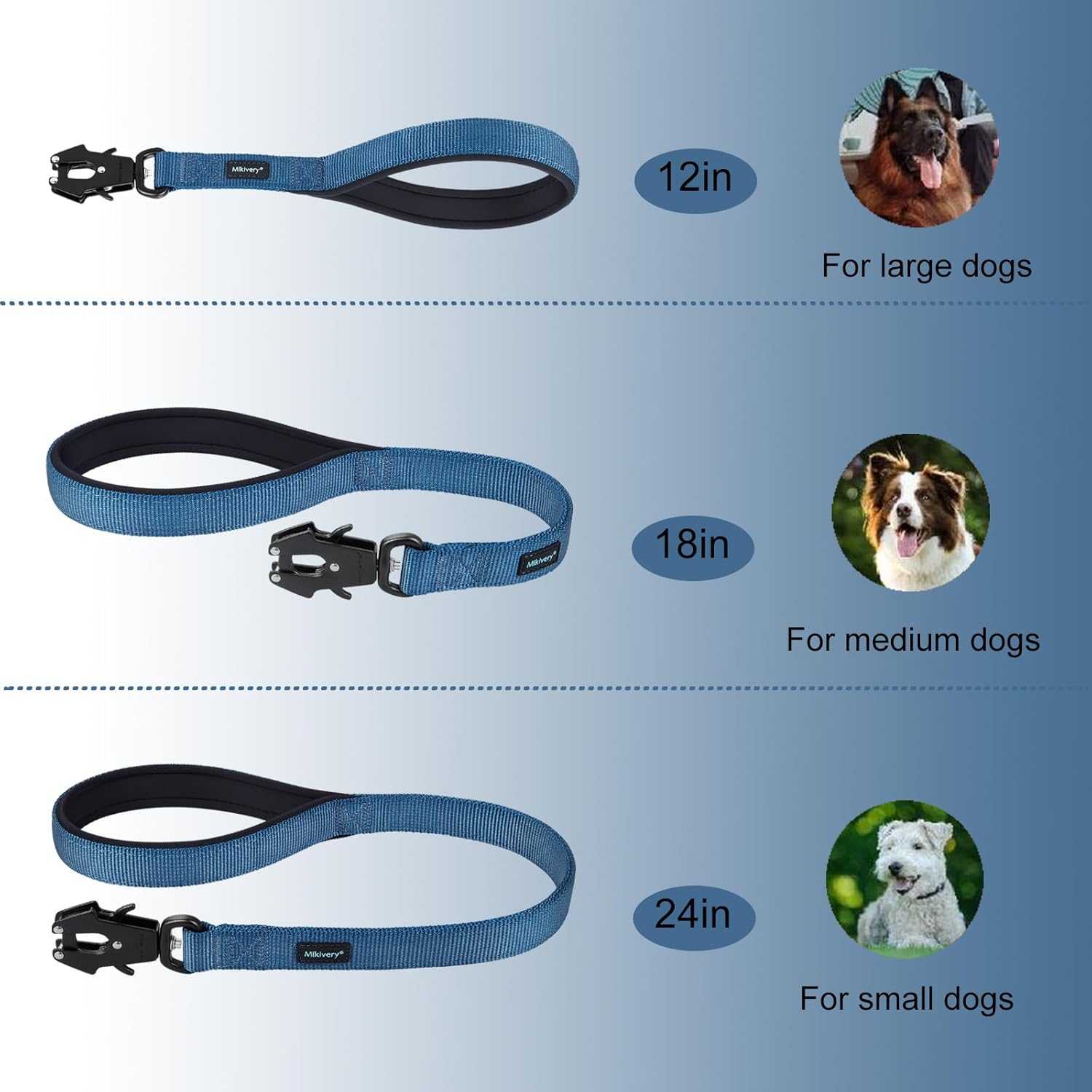 Mikivery Short Dog Leash with Comfortable Padded Handle Heavy Duty Clip for Training Walks Outdoor Suitable for Medium Large Dogs