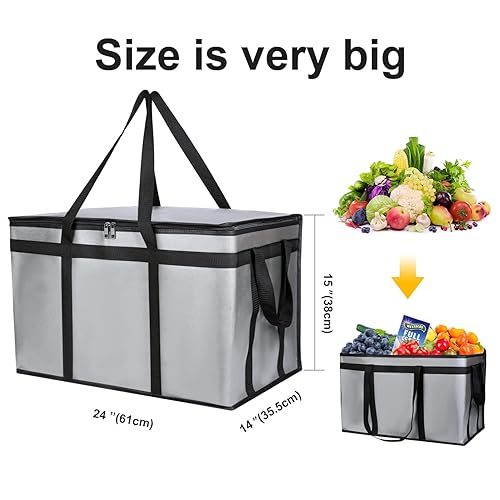 Miniatura 6 de Bolsa de entrega de alimentos con aislamiento prémium XXL  23 x 14 x 15 pulgadas, bolsa impermeable de suministro de catering para entrega de