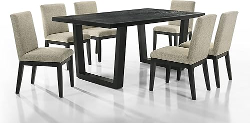 Miniatura 2 de Juego de sillas de mesa de cocina para comedor, modelo 3089, 7 piezas, color ébano, conjunto completo, 1 mesa con 6 sillas