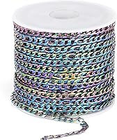 Vista 14 de [33 pies] Cadena Figaro de acero inoxidable, 0.138 in de ancho 304 cadenas de eslabones de acero inoxidable rollo a granel para fabricación de joyas