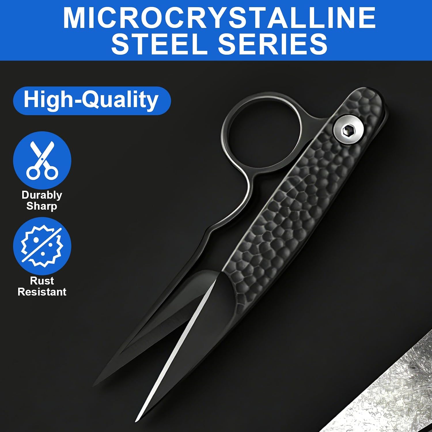 Upgrade Sewing Scissors, Stainless Steel Premium Tailor Scissors, Microcrystalline Steel Shears，Thread Snips Trimming Nipper for Gift Wrapping Yarn, Sewing Supplies (Black) image 2