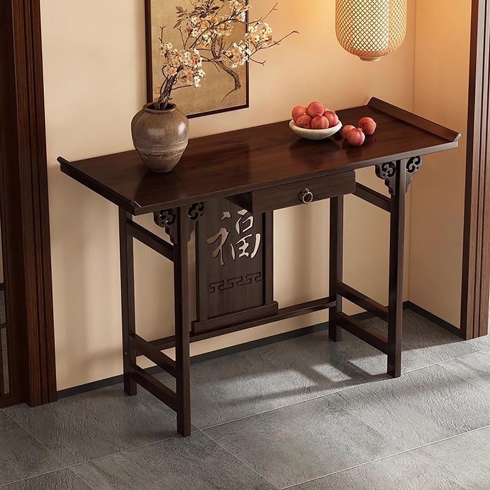 JNTFNE Personal Shrine Altar Table, Chinese Meditation Table with Storage, Buddha Prayer Shrine, Retro Offering Pooja Cabinet, for Buddhist Temples(100cm/39.4in)