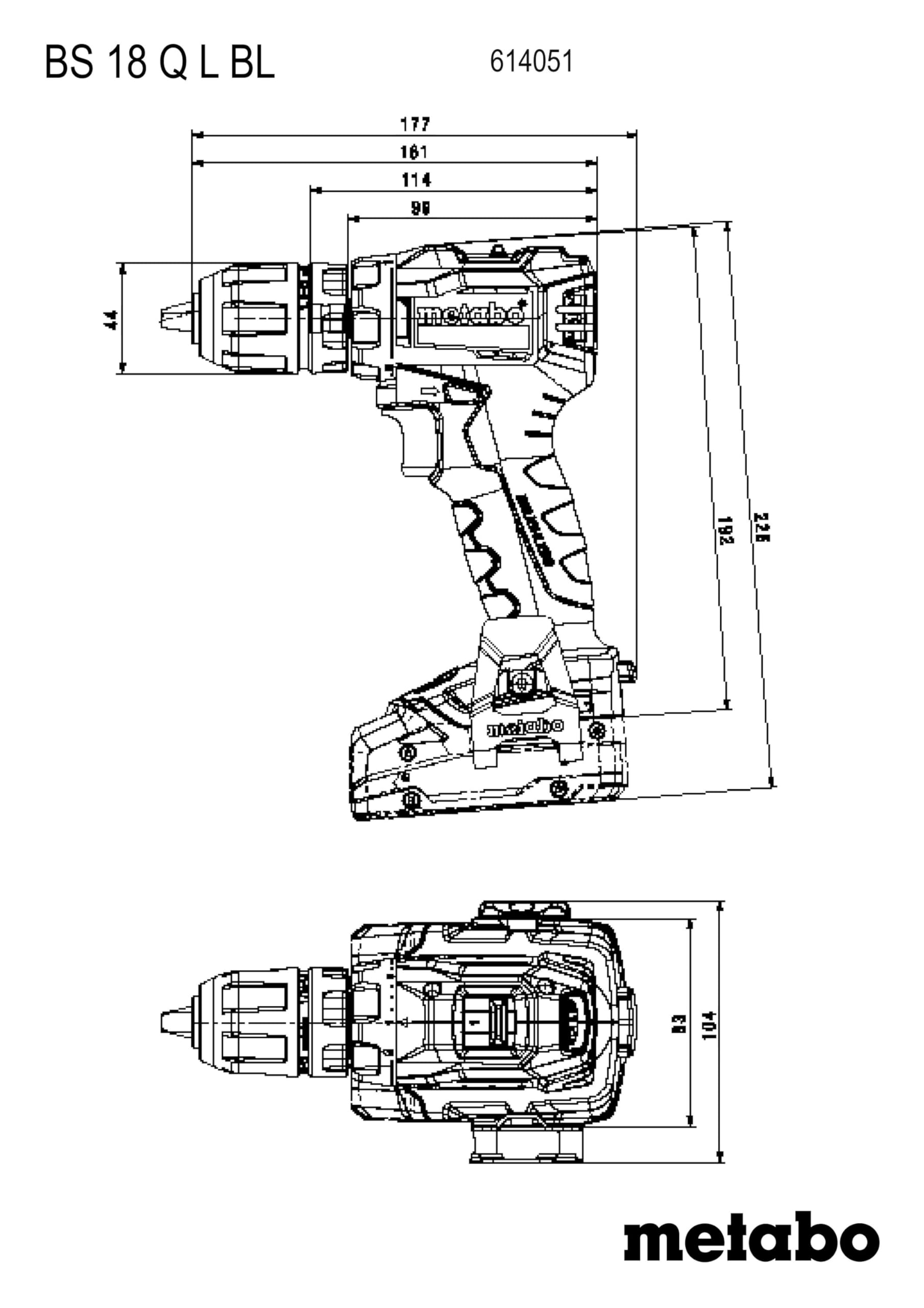 metabo Akku-Bohrschrauber BS 18 L Set, 18V Bohrschrauber mit 60 Nm & | Mobiler Akku-Schrauber im Koffer, Inkl. 2x 2,0 Ah Li-Power Akkus, Ladegerät, Bits, Bohrer, Messer & Maßband
