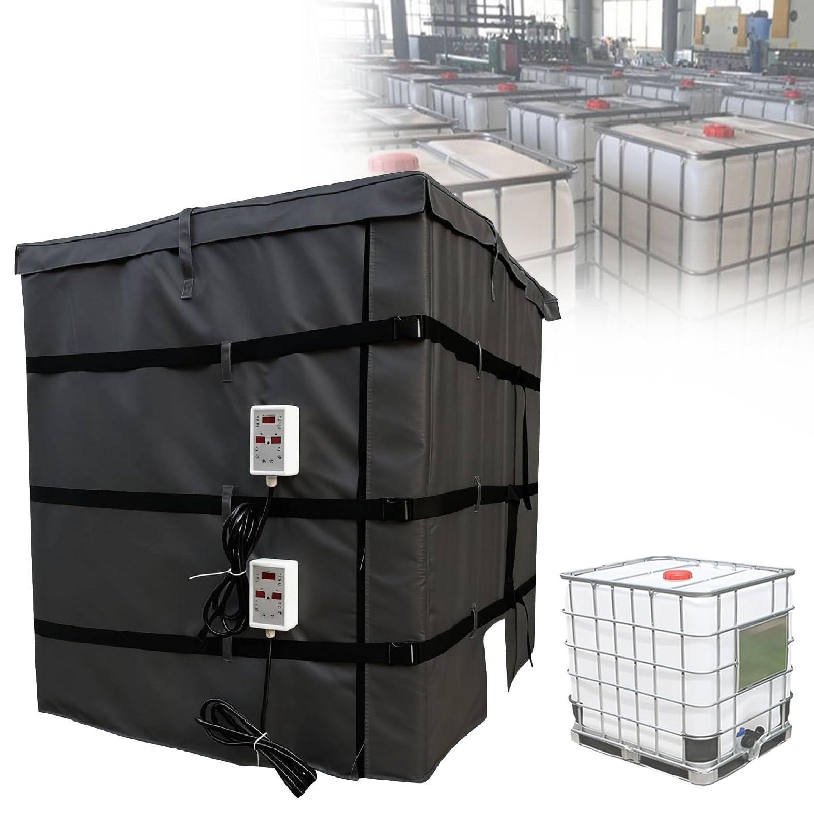 MRVAKDYDI Oil Barrel Heating Blanket, 4000W IBC Drum Heating Blanket, Heat Tape For 275 & 55 Gallon Drums, Black, Grey(Black)