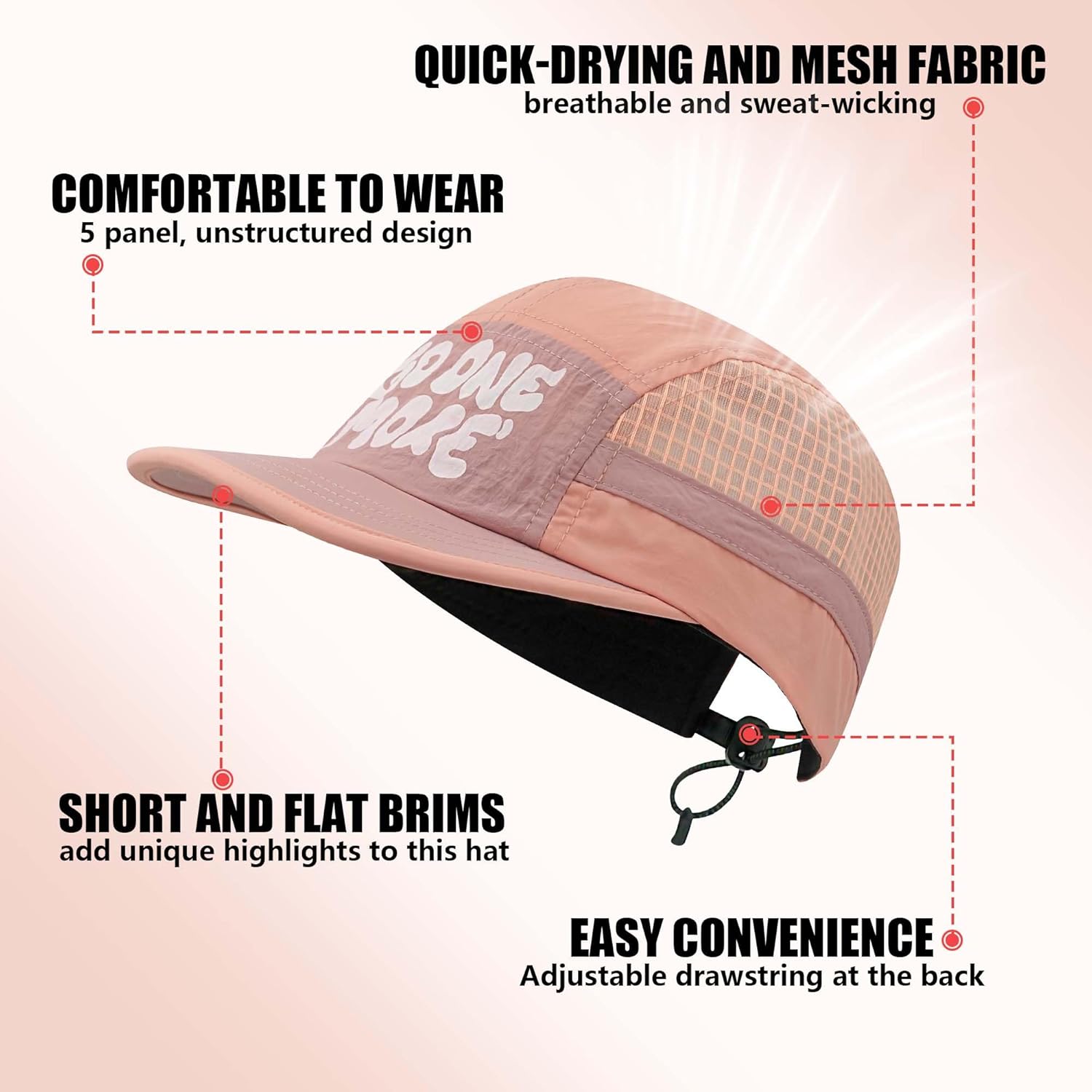 Croogo Short Brim 5 Panel Baseball Cap Mesh Quick Drying Summer Cap for Men Women Lightweight Breathable Sports Hat - Image 3