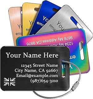 Customise Luggage Tags for Suitcase - Personalized Engraved Stainless St...