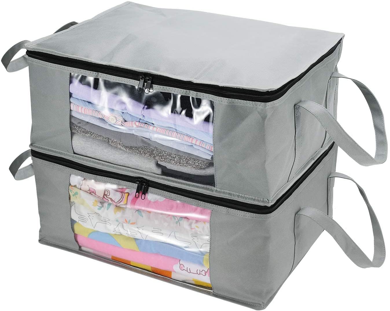 Double R Bags Clothes Organizers Storage Bag,with Reinforced Handle Very suitable storage room for clothes, bedding, perfect organization system (Grey, Pack of 2)-image-42