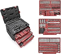 WORKPRO 450-Piece Socket Set 1/4" 3/8" 1/2" Drive CR-V Metric SAE Ratchet Wrenches Bits Mechanics Tool Kit