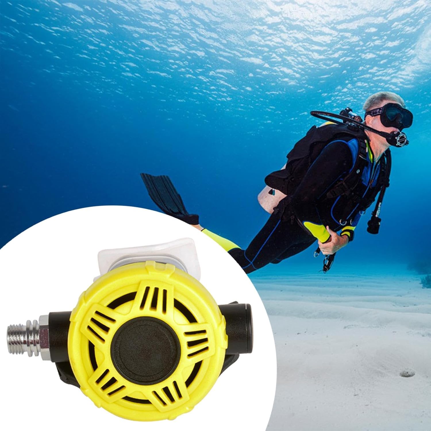Scuba Diving Spare 2nd Stage Regulator Yellow with Silicone Mouthpiece for Easy Breathing Comfortable Emergency Accessory