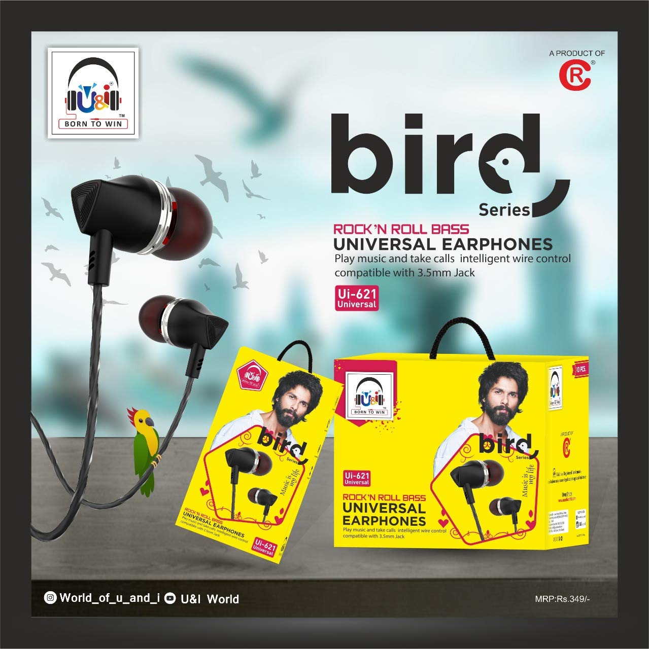 U\u0026I Bird Series Wired Earphone for All 