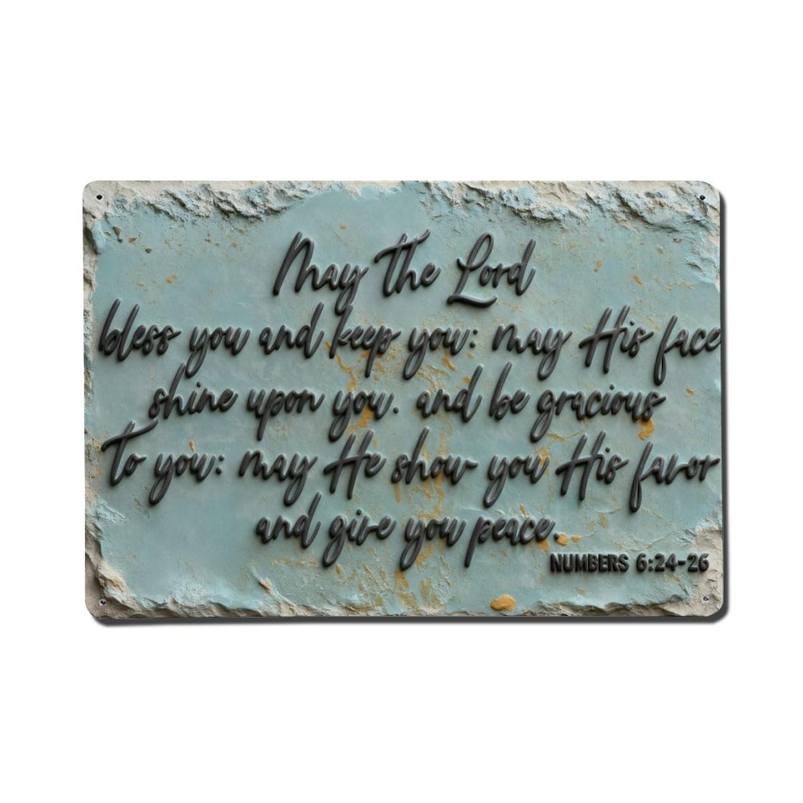 Blessing Scripture Calligraphy Art Print Metal Tin Sign Plaque