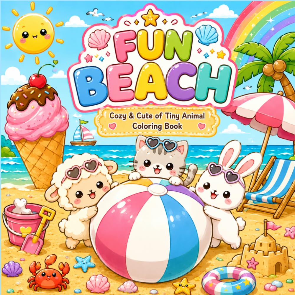 FUN BEACH: Cozy&Cute of Tint Animal Coloring Book for Adults and Teens